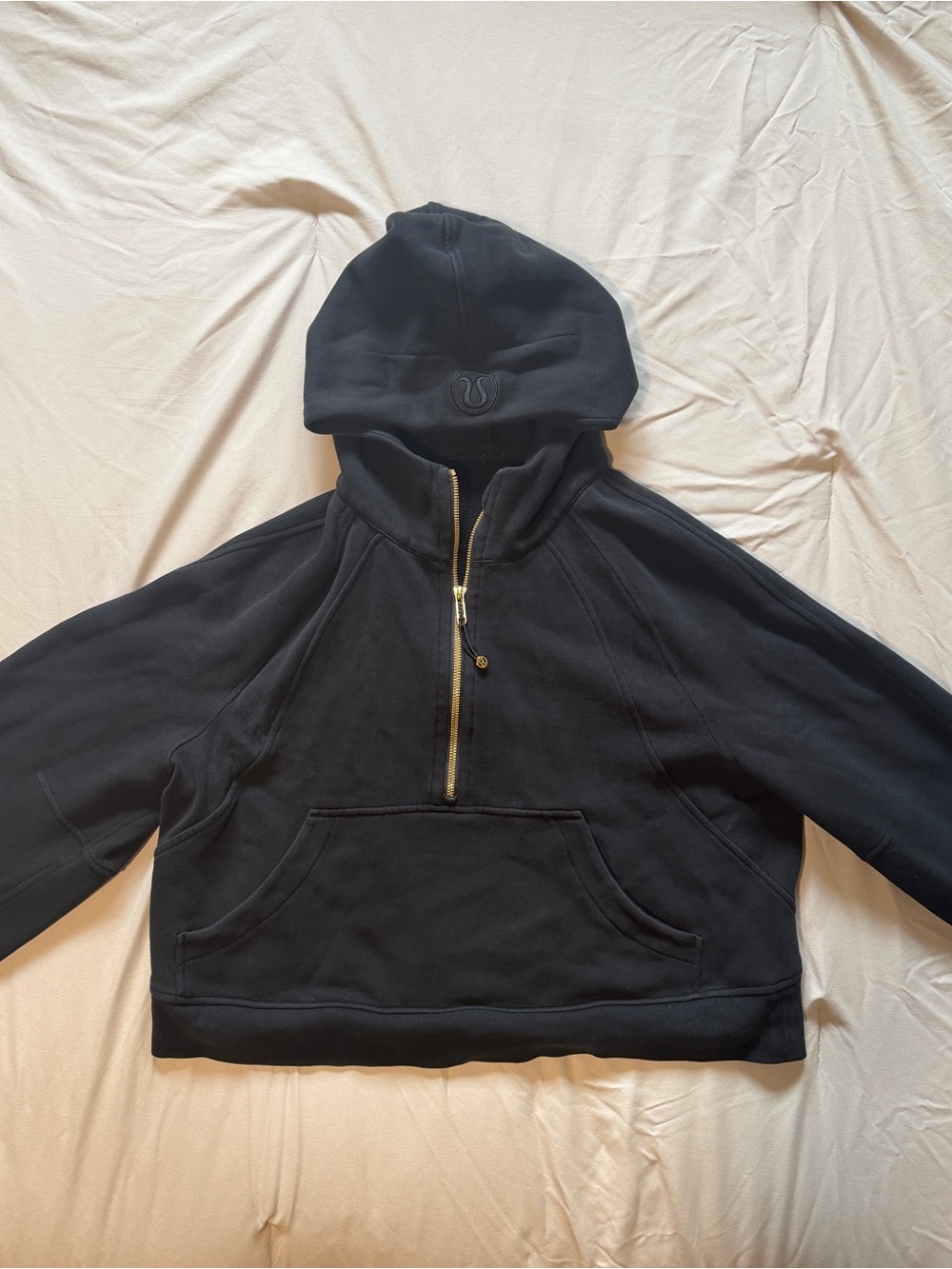 Black and gold Lululemon scuba half zip hoodie